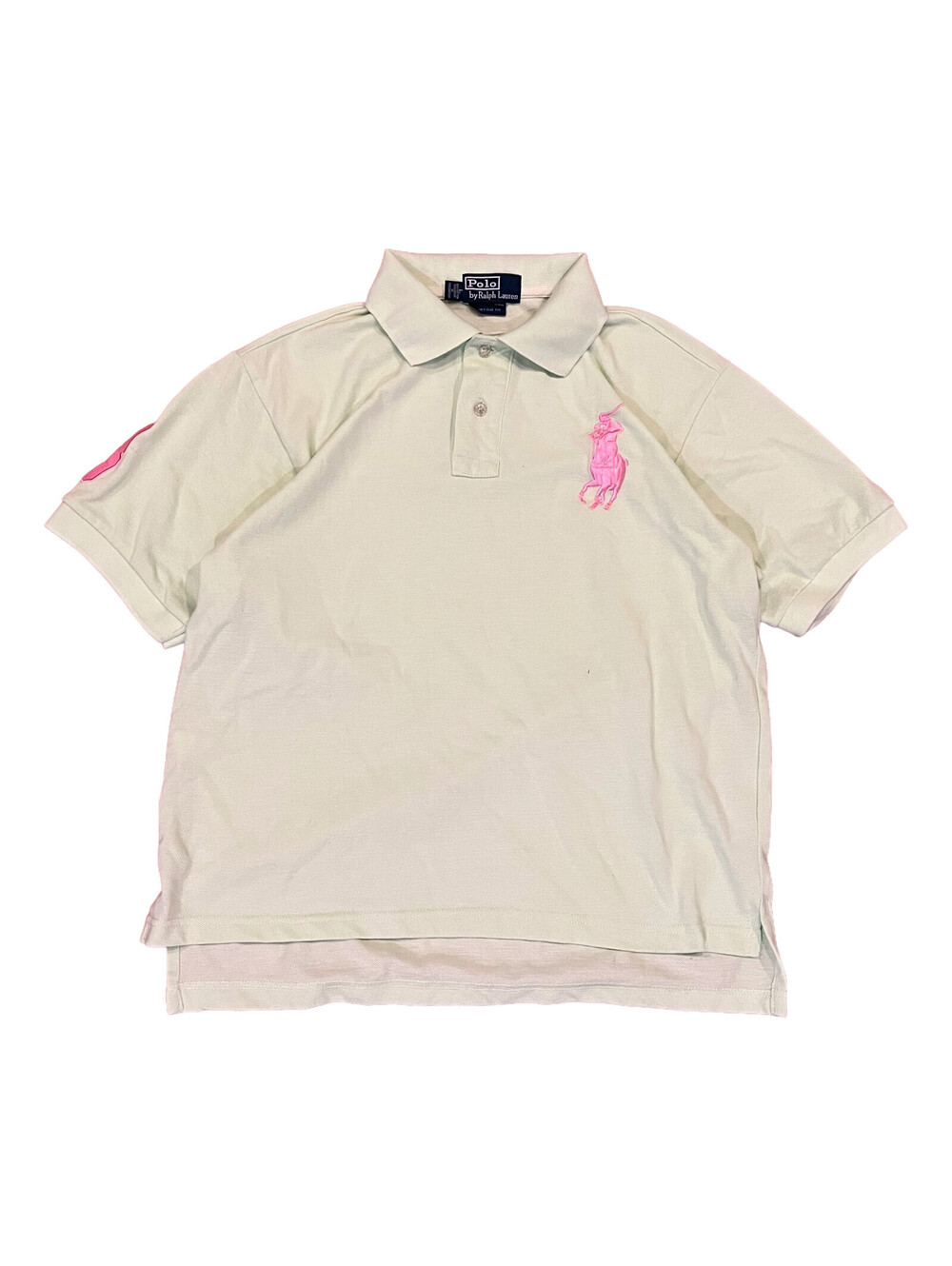 VTG Ralph Lauren Lime Green BIG PONY Cotton Pullover RUGBY Polo Shirt Large